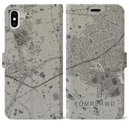 【駒沢（東京都）】地図柄iPhoneケース（手帳タイプ）モノトーン・iPhone XS Max 用