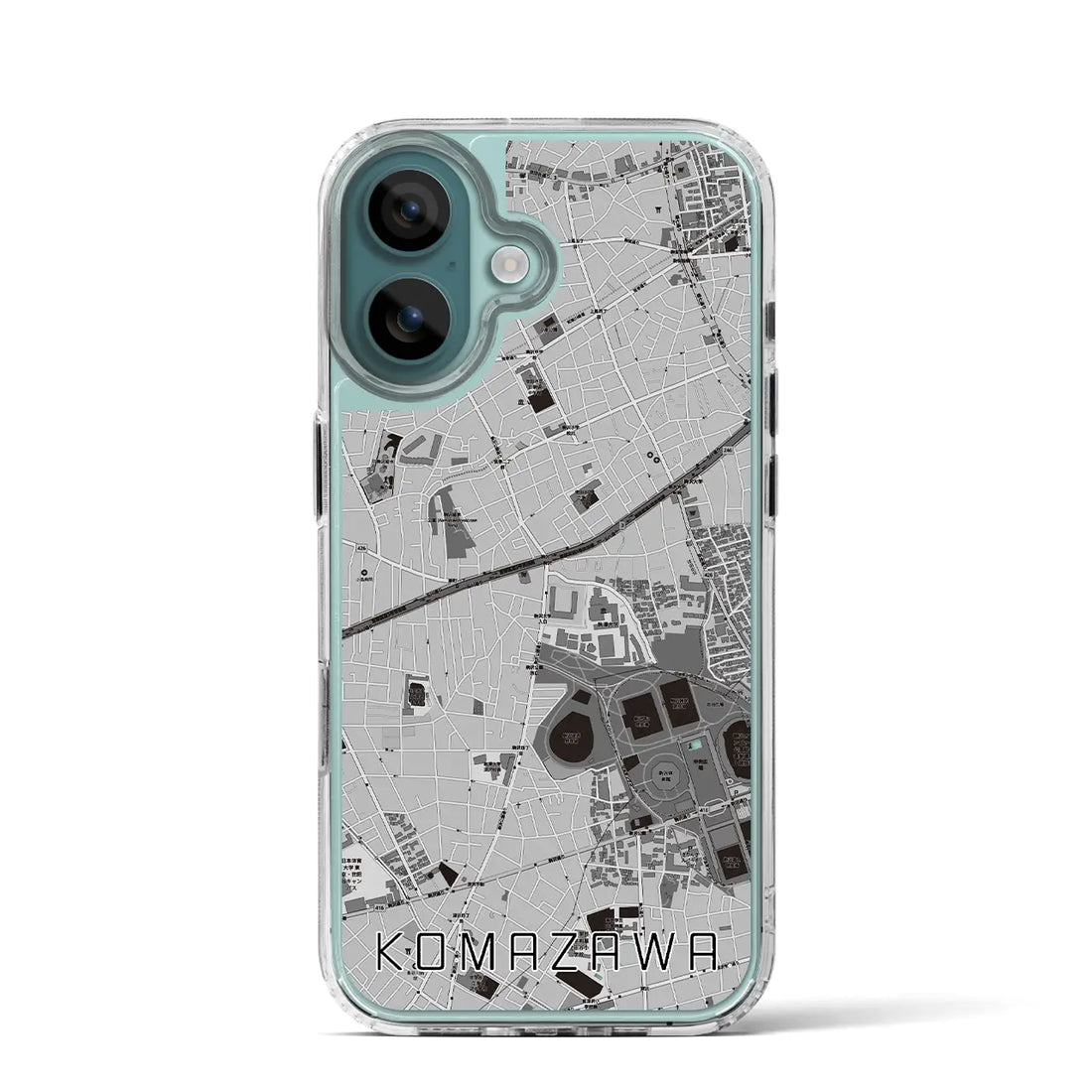 【駒沢(東京都)】地図柄iPhoneケース(MagSafeタイプ)モノトーン・iPhone 16 Pro 用