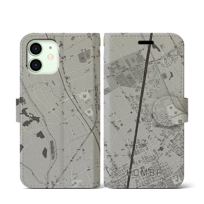 【今羽（埼玉県）】地図柄iPhoneケース（手帳タイプ）モノトーン・iPhone 12 mini 用