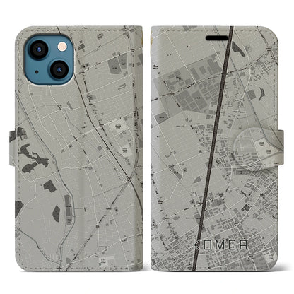 【今羽（埼玉県）】地図柄iPhoneケース（手帳タイプ）モノトーン・iPhone 13 用