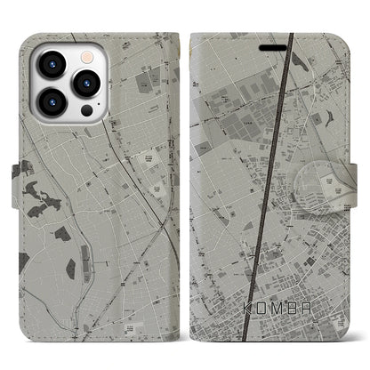 【今羽（埼玉県）】地図柄iPhoneケース（手帳タイプ）モノトーン・iPhone 13 Pro 用