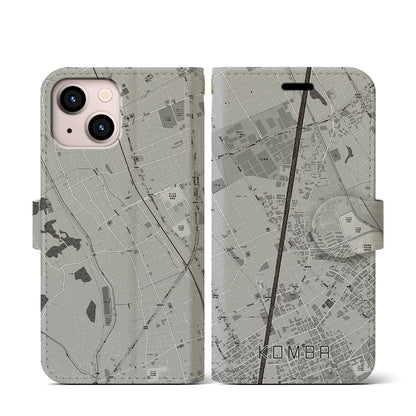 【今羽（埼玉県）】地図柄iPhoneケース（手帳タイプ）モノトーン・iPhone 13 mini 用