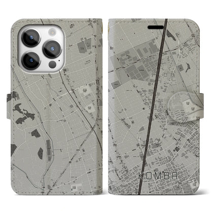 【今羽（埼玉県）】地図柄iPhoneケース（手帳タイプ）モノトーン・iPhone 14 Pro 用