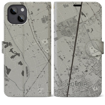 【今羽（埼玉県）】地図柄iPhoneケース（手帳タイプ）モノトーン・iPhone 14 Plus 用