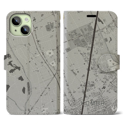 【今羽（埼玉県）】地図柄iPhoneケース（手帳タイプ）モノトーン・iPhone 15 用