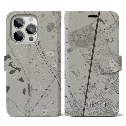 【今羽（埼玉県）】地図柄iPhoneケース（手帳タイプ）モノトーン・iPhone 15 Pro 用