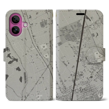 【今羽（埼玉県）】地図柄iPhoneケース（手帳タイプ）モノトーン・iPhone 16 Pro 用