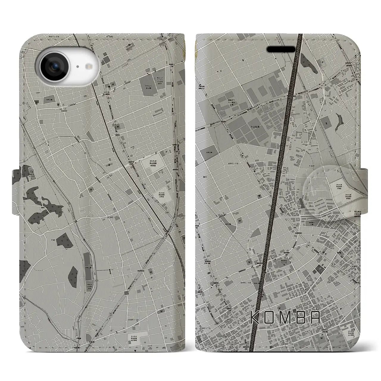 【今羽（埼玉県）】地図柄iPhoneケース（手帳タイプ）