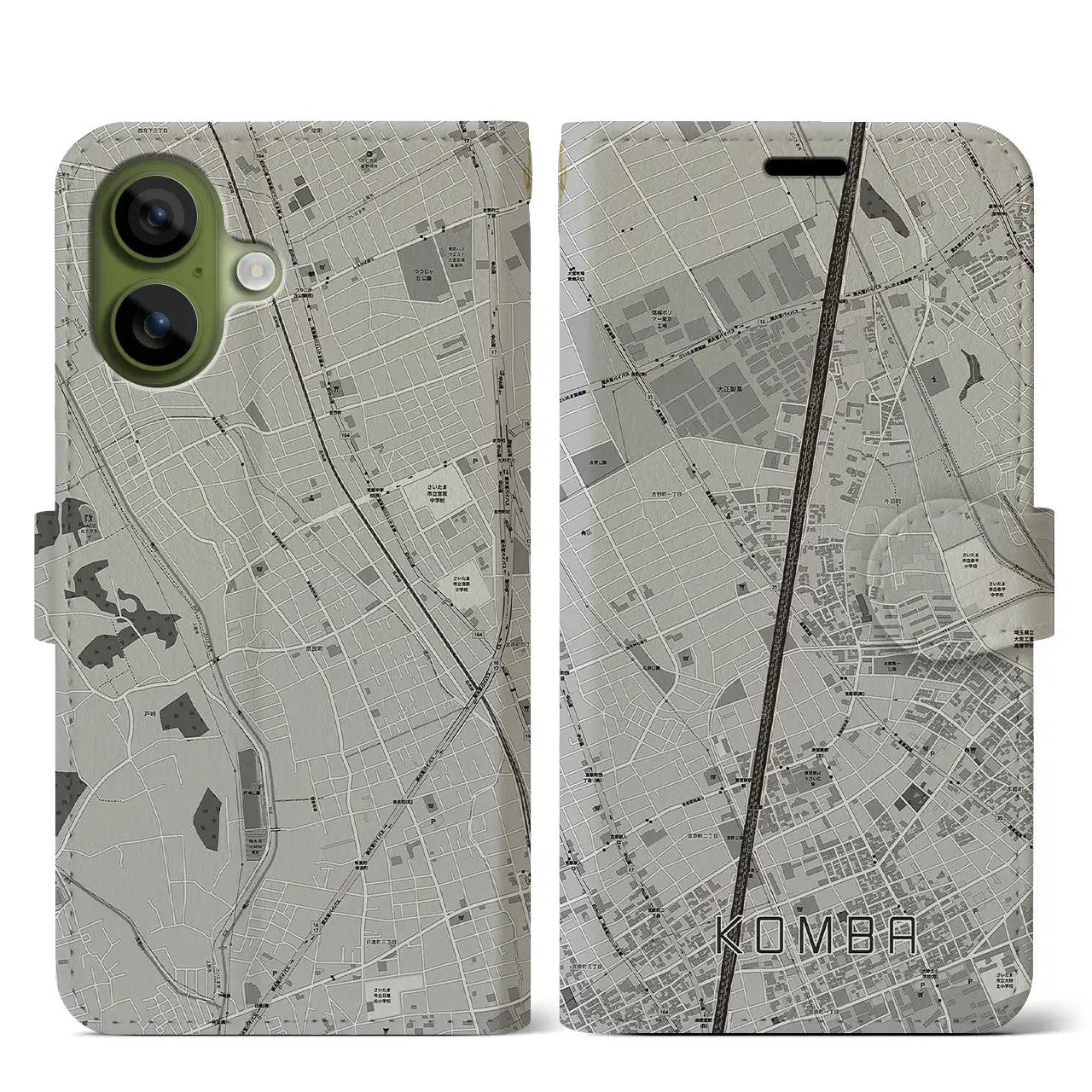 【今羽（埼玉県）】地図柄iPhoneケース（手帳タイプ）