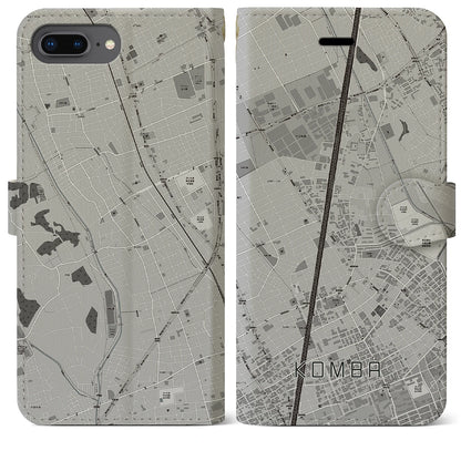 【今羽（埼玉県）】地図柄iPhoneケース（手帳タイプ）モノトーン・iPhone 8Plus /7Plus / 6sPlus / 6Plus 用