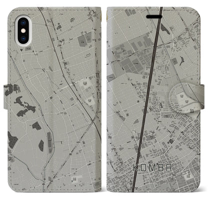 【今羽（埼玉県）】地図柄iPhoneケース（手帳タイプ）モノトーン・iPhone XS Max 用