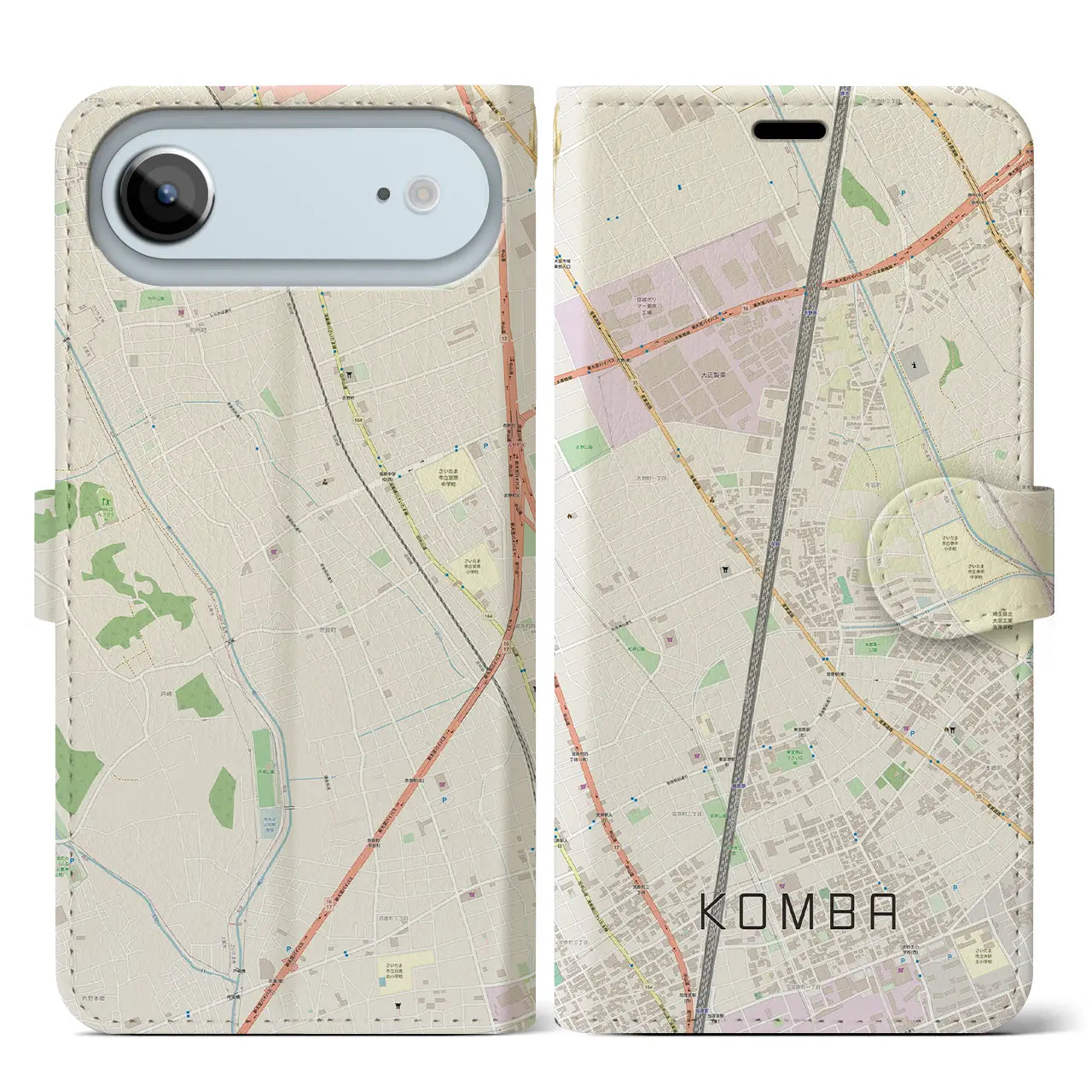 【今羽（埼玉県）】地図柄iPhoneケース（手帳タイプ）