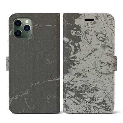 【菰野（三重県）】地図柄iPhoneケース（手帳タイプ）モノトーン・iPhone 11 Pro 用