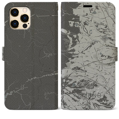 【菰野（三重県）】地図柄iPhoneケース（手帳タイプ）モノトーン・iPhone 12 Pro Max 用