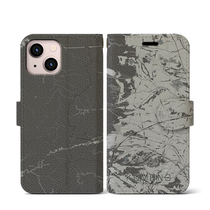 【菰野（三重県）】地図柄iPhoneケース（手帳タイプ）モノトーン・iPhone 13 mini 用