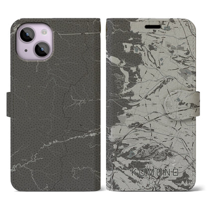 【菰野（三重県）】地図柄iPhoneケース（手帳タイプ）モノトーン・iPhone 14 用