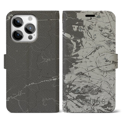 【菰野（三重県）】地図柄iPhoneケース（手帳タイプ）モノトーン・iPhone 14 Pro 用