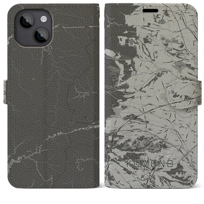 【菰野（三重県）】地図柄iPhoneケース（手帳タイプ）モノトーン・iPhone 14 Plus 用