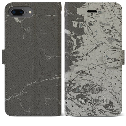 【菰野（三重県）】地図柄iPhoneケース（手帳タイプ）モノトーン・iPhone 8Plus /7Plus / 6sPlus / 6Plus 用