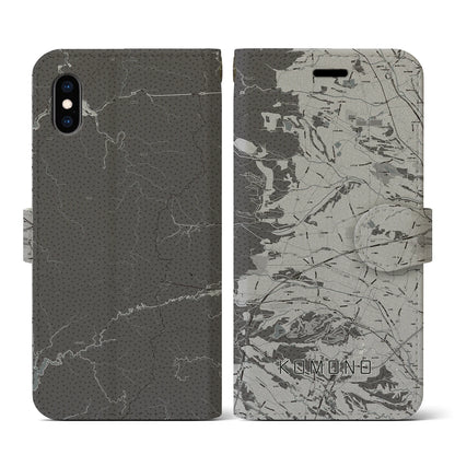 【菰野（三重県）】地図柄iPhoneケース（手帳タイプ）モノトーン・iPhone XS / X 用