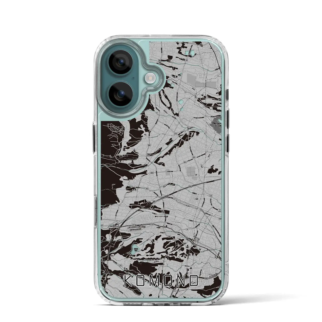 【菰野（三重県）】地図柄iPhoneケース（MagSafeタイプ）モノトーン・iPhone 16 Pro 用
