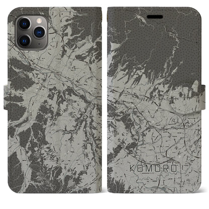 【小諸（長野県）】地図柄iPhoneケース（手帳タイプ）モノトーン・iPhone 11 Pro Max 用