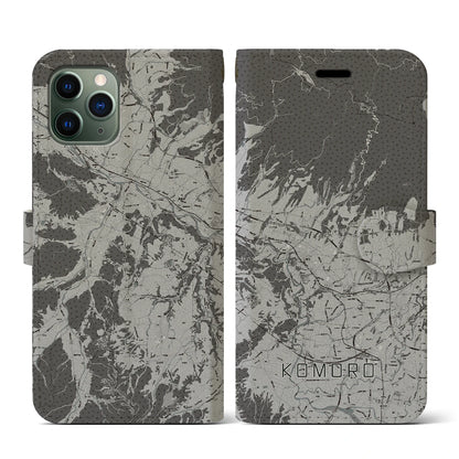 【小諸（長野県）】地図柄iPhoneケース（手帳タイプ）モノトーン・iPhone 11 Pro 用