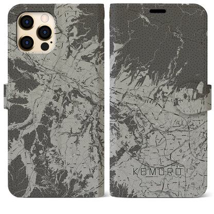 【小諸（長野県）】地図柄iPhoneケース（手帳タイプ）モノトーン・iPhone 12 Pro Max 用