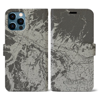 【小諸（長野県）】地図柄iPhoneケース（手帳タイプ）モノトーン・iPhone 12 / 12 Pro 用