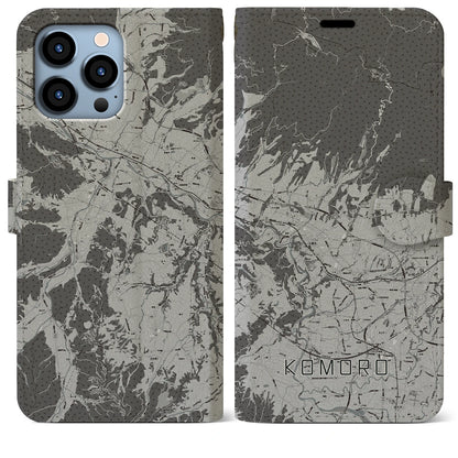 【小諸（長野県）】地図柄iPhoneケース（手帳タイプ）モノトーン・iPhone 13 Pro Max 用