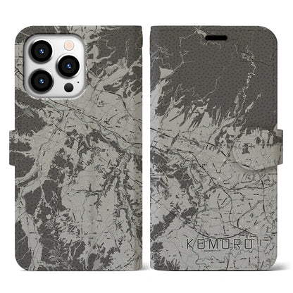 【小諸（長野県）】地図柄iPhoneケース（手帳タイプ）モノトーン・iPhone 13 Pro 用