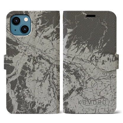 【小諸（長野県）】地図柄iPhoneケース（手帳タイプ）モノトーン・iPhone 13 用