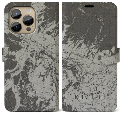 【小諸（長野県）】地図柄iPhoneケース（手帳タイプ）モノトーン・iPhone 14 Pro Max 用