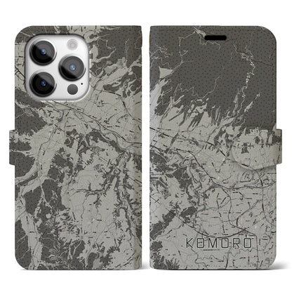 【小諸（長野県）】地図柄iPhoneケース（手帳タイプ）モノトーン・iPhone 14 Pro 用