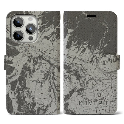 【小諸（長野県）】地図柄iPhoneケース（手帳タイプ）モノトーン・iPhone 15 Pro 用