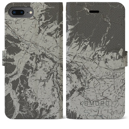 【小諸（長野県）】地図柄iPhoneケース（手帳タイプ）モノトーン・iPhone 8Plus /7Plus / 6sPlus / 6Plus 用