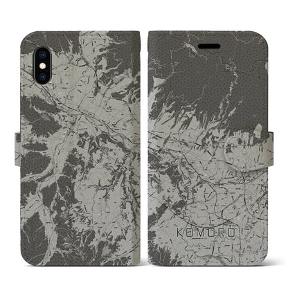 【小諸（長野県）】地図柄iPhoneケース（手帳タイプ）モノトーン・iPhone XS / X 用