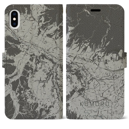 【小諸（長野県）】地図柄iPhoneケース（手帳タイプ）モノトーン・iPhone XS Max 用