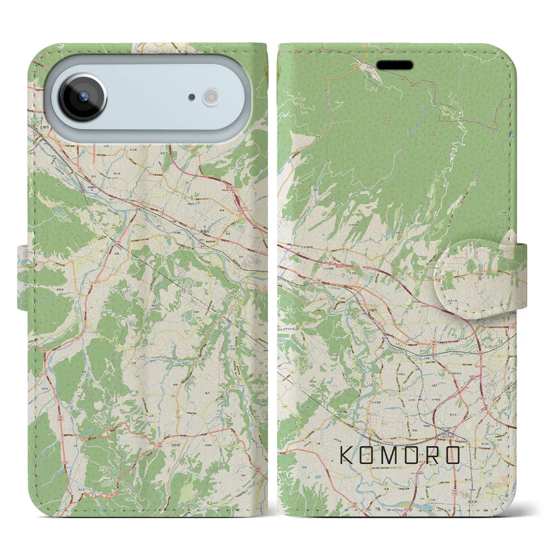 【小諸（長野県）】地図柄iPhoneケース（手帳タイプ）モノトーン・iPhone 17 Pro Max 用