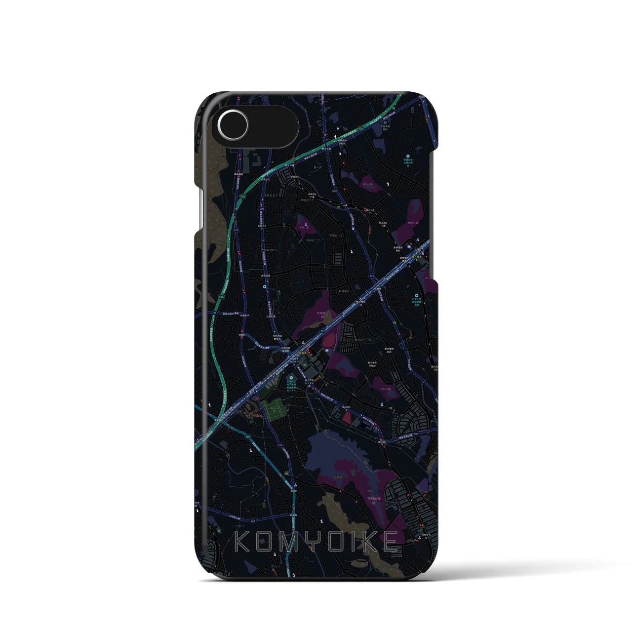 【光明池（大阪府）】地図柄iPhoneケース（バックカバータイプ）