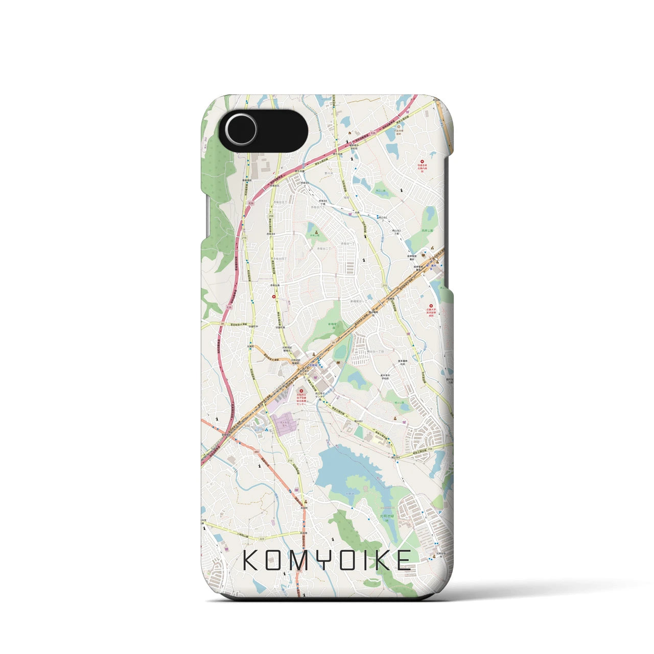 【光明池（大阪府）】地図柄iPhoneケース（バックカバータイプ）