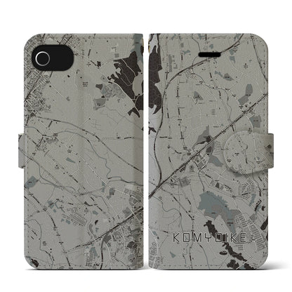 【光明池（大阪府）】地図柄iPhoneケース（手帳タイプ）モノトーン・iPhone SE（第3 / 第2世代） / 8 / 7 / 6s / 6 用