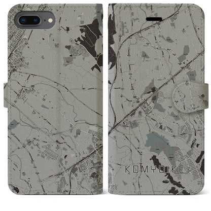 【光明池（大阪府）】地図柄iPhoneケース（手帳タイプ）モノトーン・iPhone 8Plus /7Plus / 6sPlus / 6Plus 用