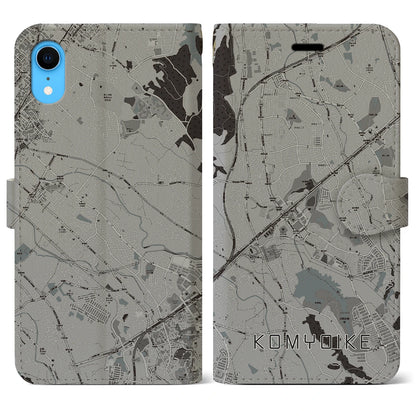 【光明池（大阪府）】地図柄iPhoneケース（手帳タイプ）モノトーン・iPhone XR 用