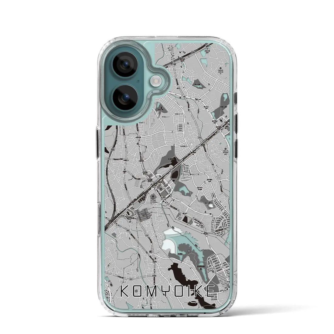 【光明池（大阪府）】地図柄iPhoneケース（MagSafeタイプ）モノトーン・iPhone 16 Pro 用