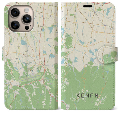 【香南（香川県）】地図柄iPhoneケース（手帳タイプ）ナチュラル・iPhone 16 Plus 用