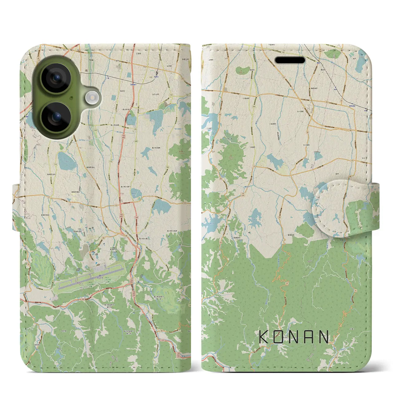 【香南（香川県）】地図柄iPhoneケース（手帳タイプ）