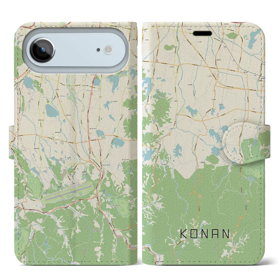 【香南(香川県)】地図柄iPhoneケース(手帳タイプ)モノトーン・iPhone 17 Pro Max 用