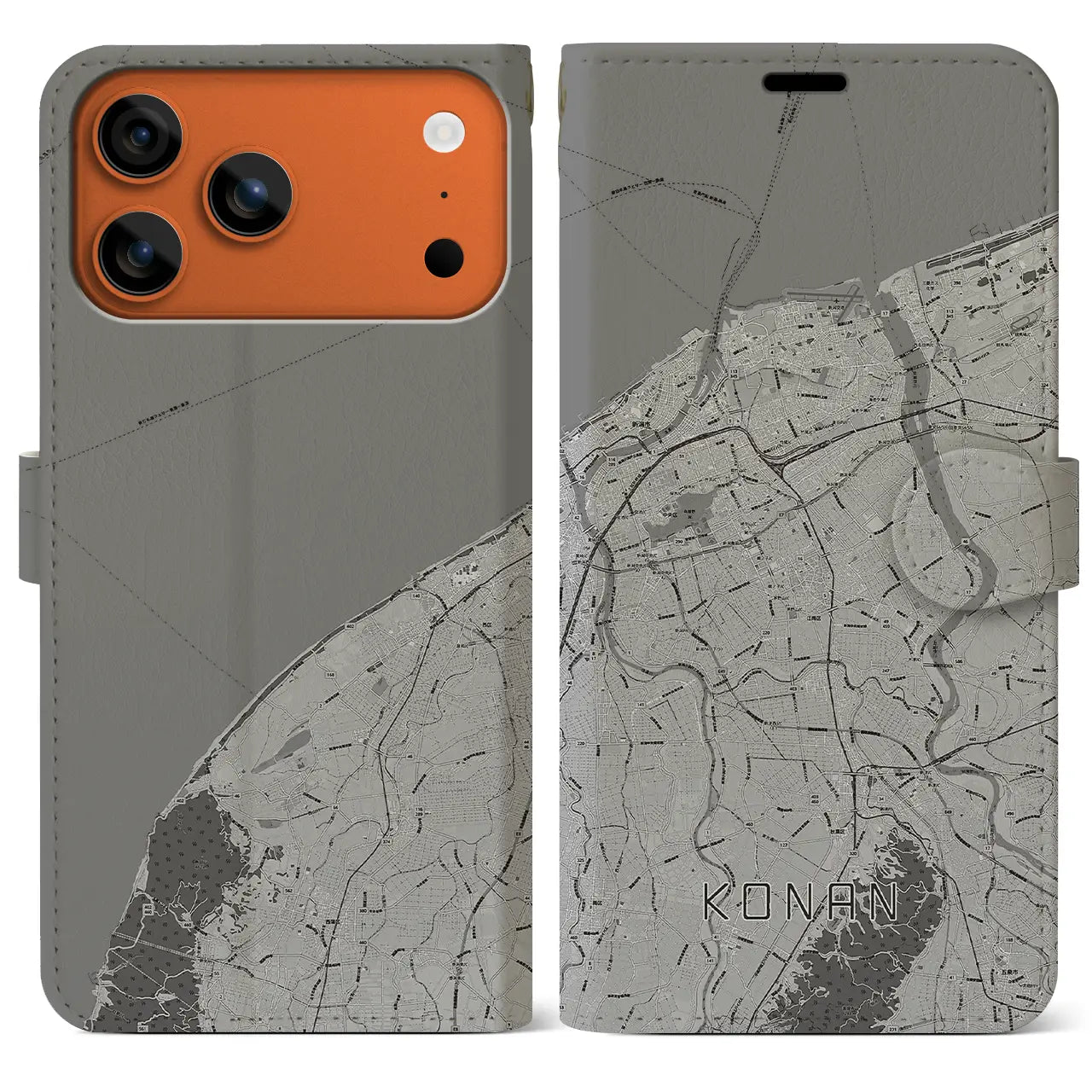 【江南（新潟県）】地図柄iPhoneケース（手帳タイプ）