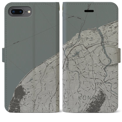 【江南（新潟県）】地図柄iPhoneケース（手帳タイプ）モノトーン・iPhone 8Plus /7Plus / 6sPlus / 6Plus 用